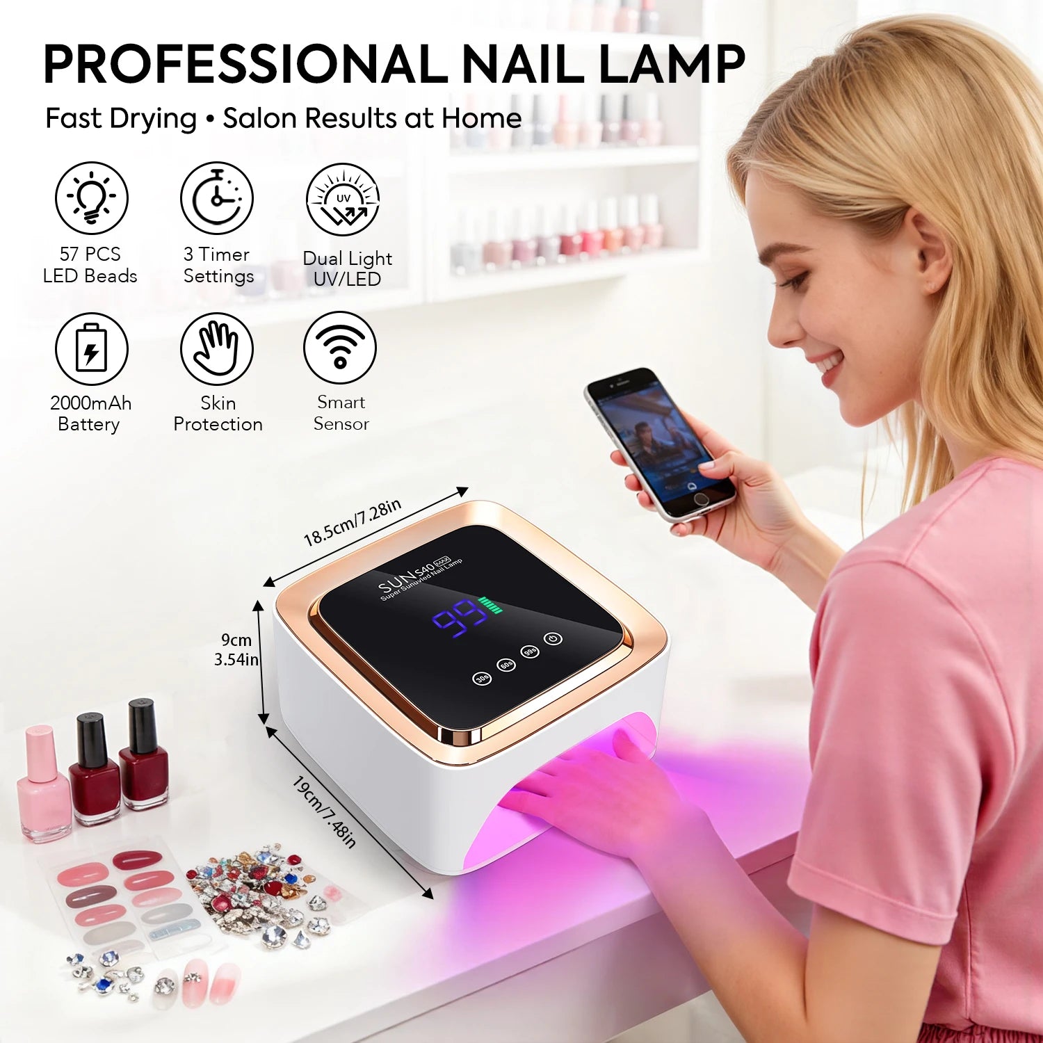 Lampe Ongles UV 180W Sans Fil